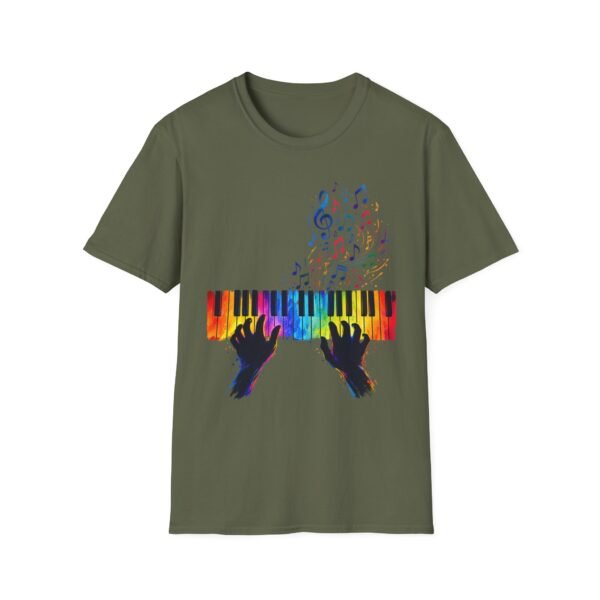 11141815501553280454_2048.jpeg Piano Keys Rainbow T-Shirt — Colorful Piano Player Graphic Tee