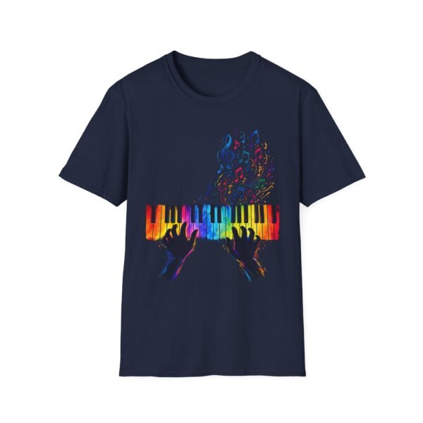 14401176765729641034_2048.jpeg Piano Keys Rainbow T-Shirt — Colorful Piano Player Graphic Tee