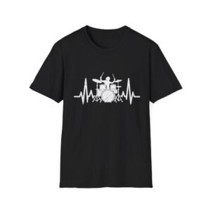 16583725413624358343_2048-1.jpeg Drummer Heartbeat T-Shirt – Drum Kit & Pulse Wave Music Design