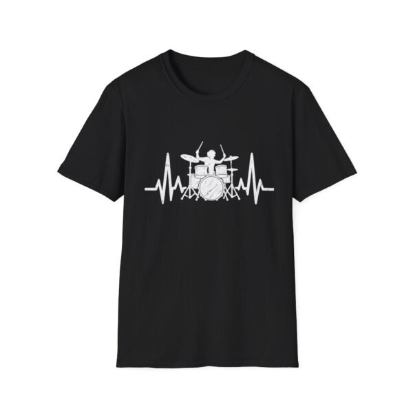 Drummer Heartbeat T-Shirt – Drum Kit & Pulse Wave Music Design