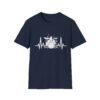 Drummer Heartbeat T-Shirt – Drum Kit & Pulse Wave Music Design