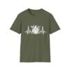 Drummer Heartbeat T-Shirt – Drum Kit & Pulse Wave Music Design