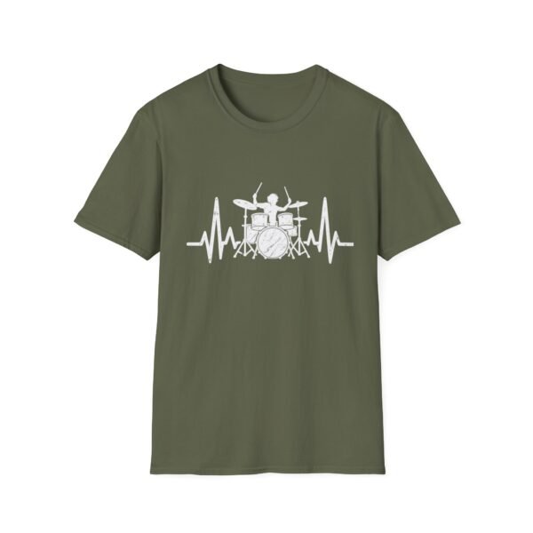 Drummer Heartbeat T-Shirt – Drum Kit & Pulse Wave Music Design