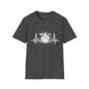 Drummer Heartbeat T-Shirt – Drum Kit & Pulse Wave Music Design