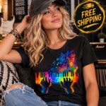 Piano Keys Rainbow T-Shirt — Colorful Piano Player Graphic Tee